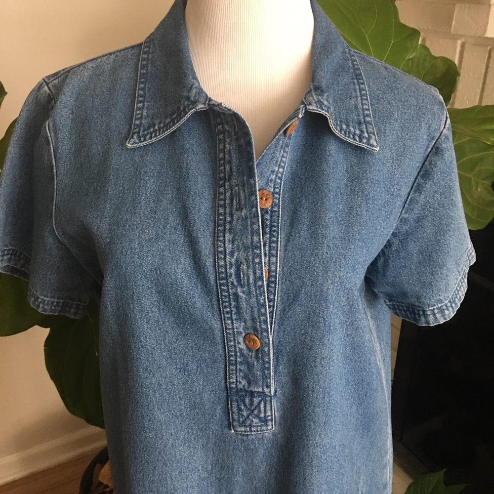 Denim ladybug shirt dress